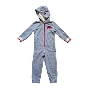 Roots Canada Pajamas Kids Toddler 4T Gray Hoodie Jumpsuit One Piece PJs Hoodie